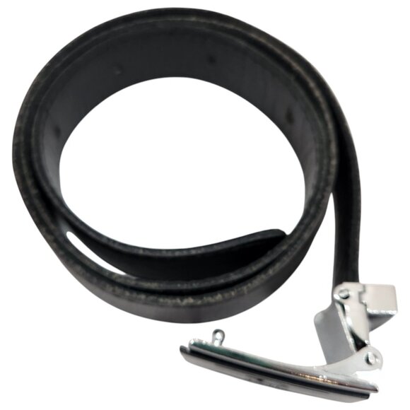 Danihlm Men's Black Leather Belt with Beautiful Silver Buckle Made in Bulgaria - Picture 3 of 8